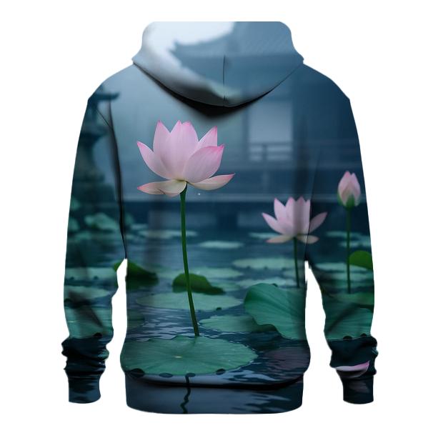 Lotus Flowers In A Temple Pond At Dawn designer hoodies