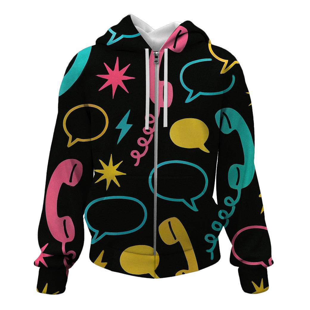 Neon Telephone Hotline Doodles designer hoodies