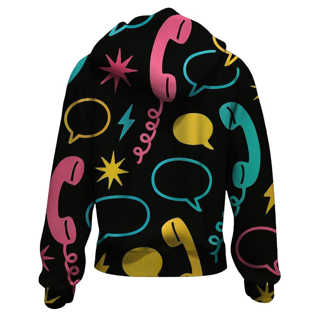 Neon Telephone Hotline Doodles designer hoodies
