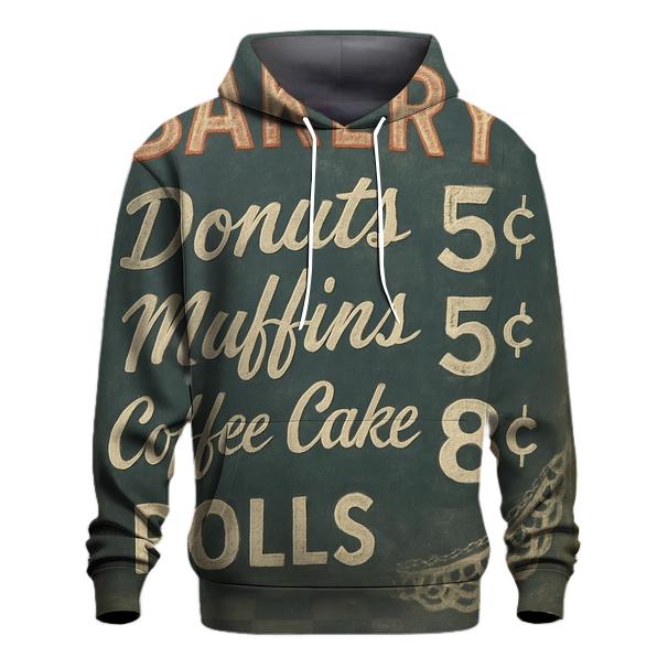 Retro Bakery Window Hand Lettered Menu hoodies fashion