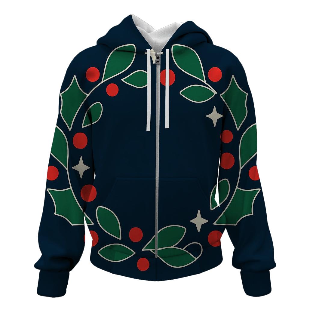 Starlit Holly Orbit Wreath heavyweight hoodies