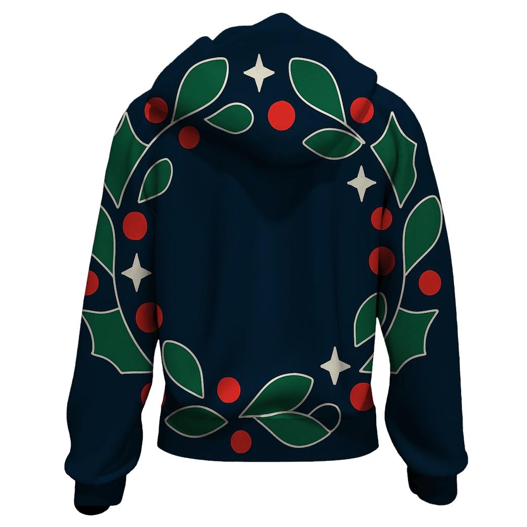 Starlit Holly Orbit Wreath heavyweight hoodies