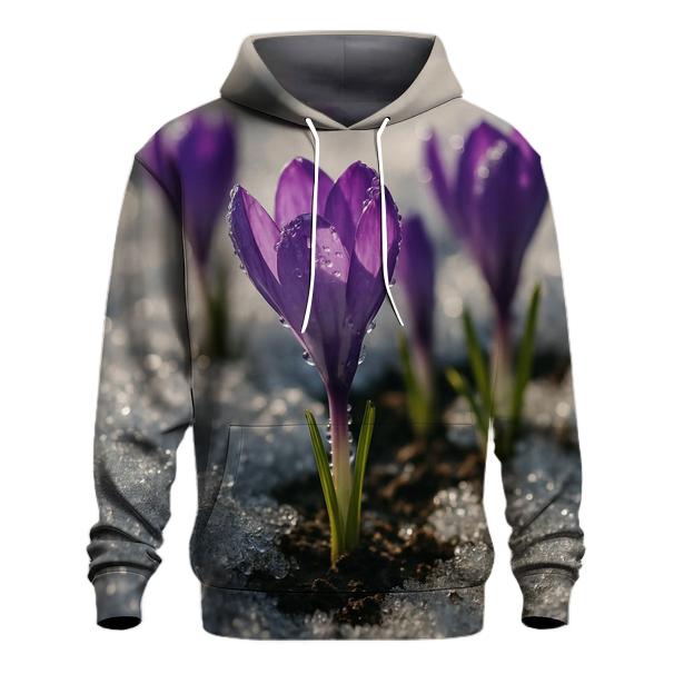 Crocus Emerging Through Melting Snow lightweight hoodies