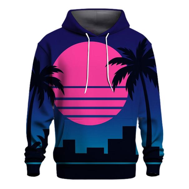 Miami Night Palm Silhouette Blocks premium hoodies