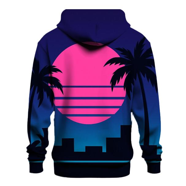 Miami Night Palm Silhouette Blocks premium hoodies