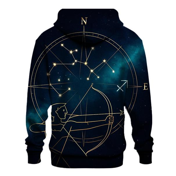 Sagittarius Galactic Archer Star Compass zip-up hoodies