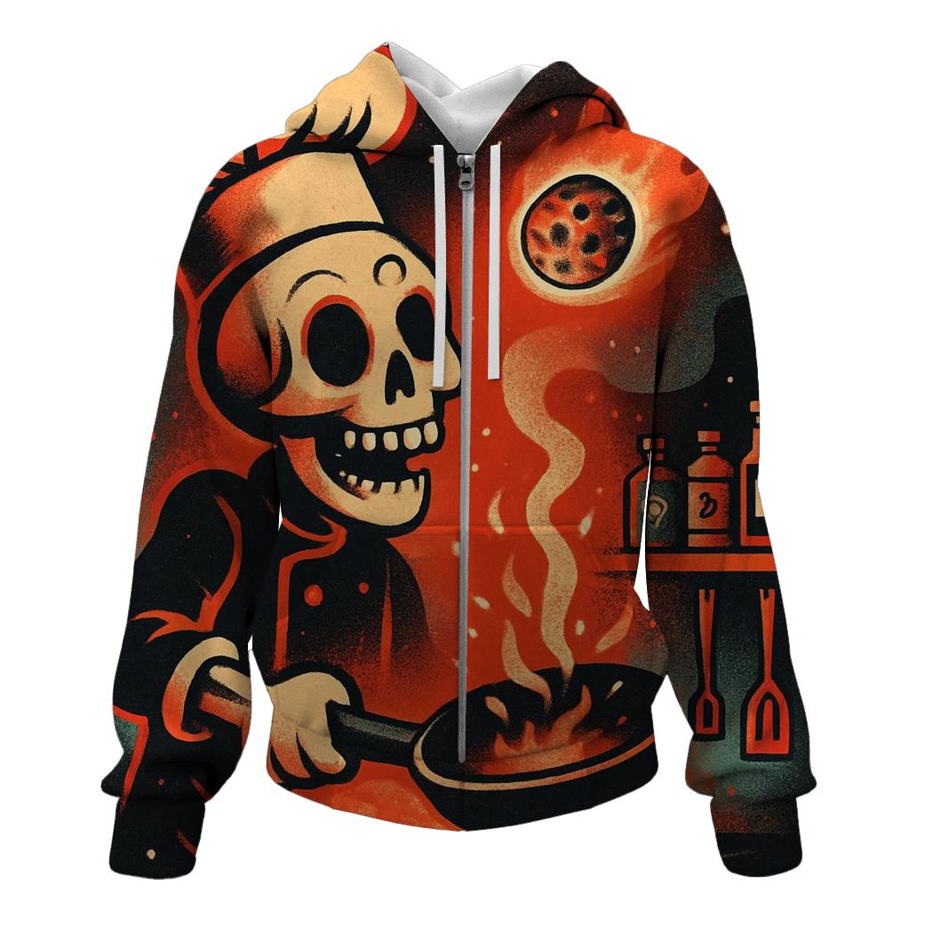 Skeleton Chef Meteor Kitchen embroidered hoodies