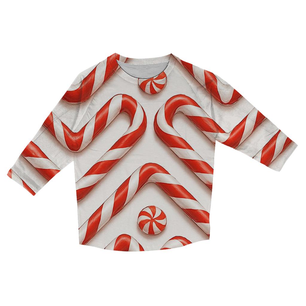 Candy Cane Chevron March On White Background cotton quarter sleeve shirts