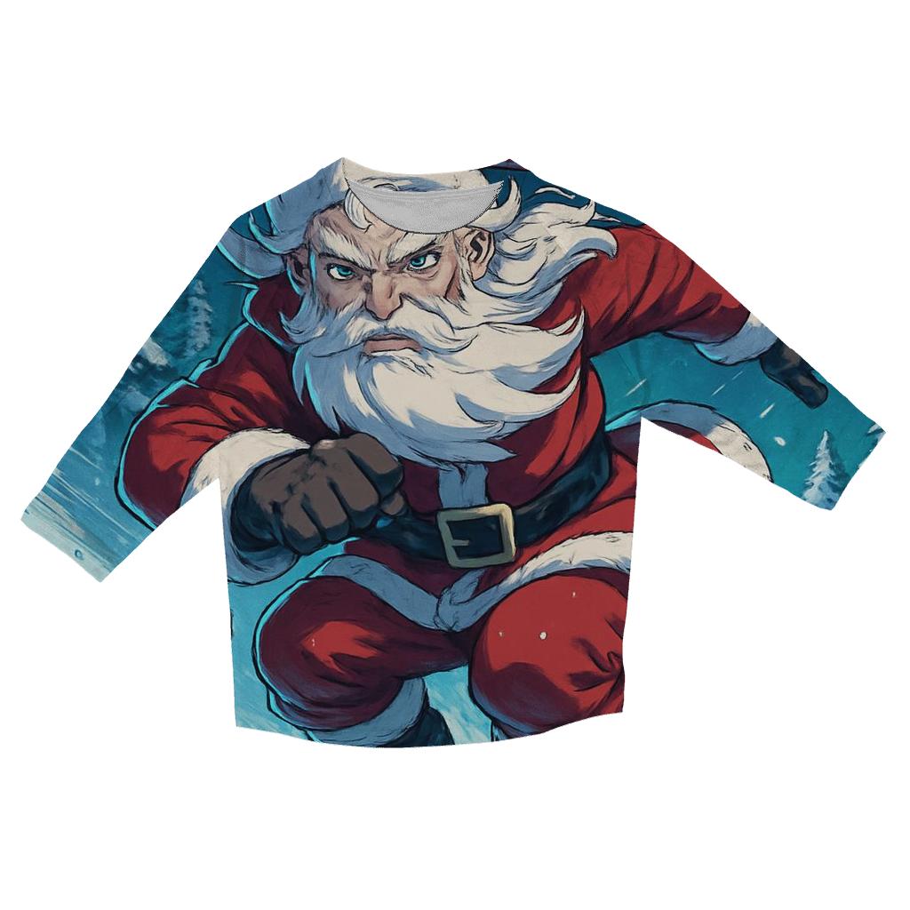 Anime Inspired Santa Snowboard Rush casual three quarter sleeve shirts