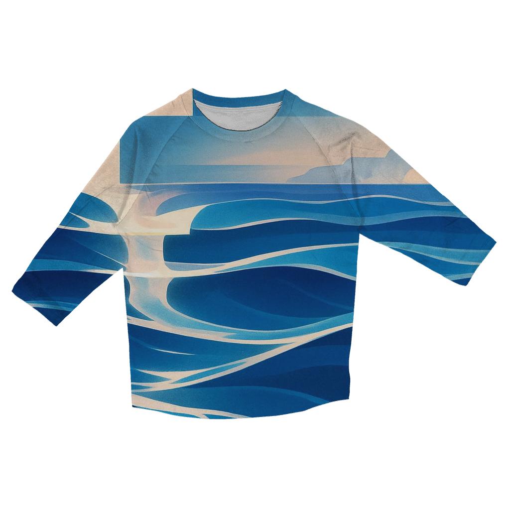 Greece Abstract Aegean Waves custom 3/4 sleeve shirts