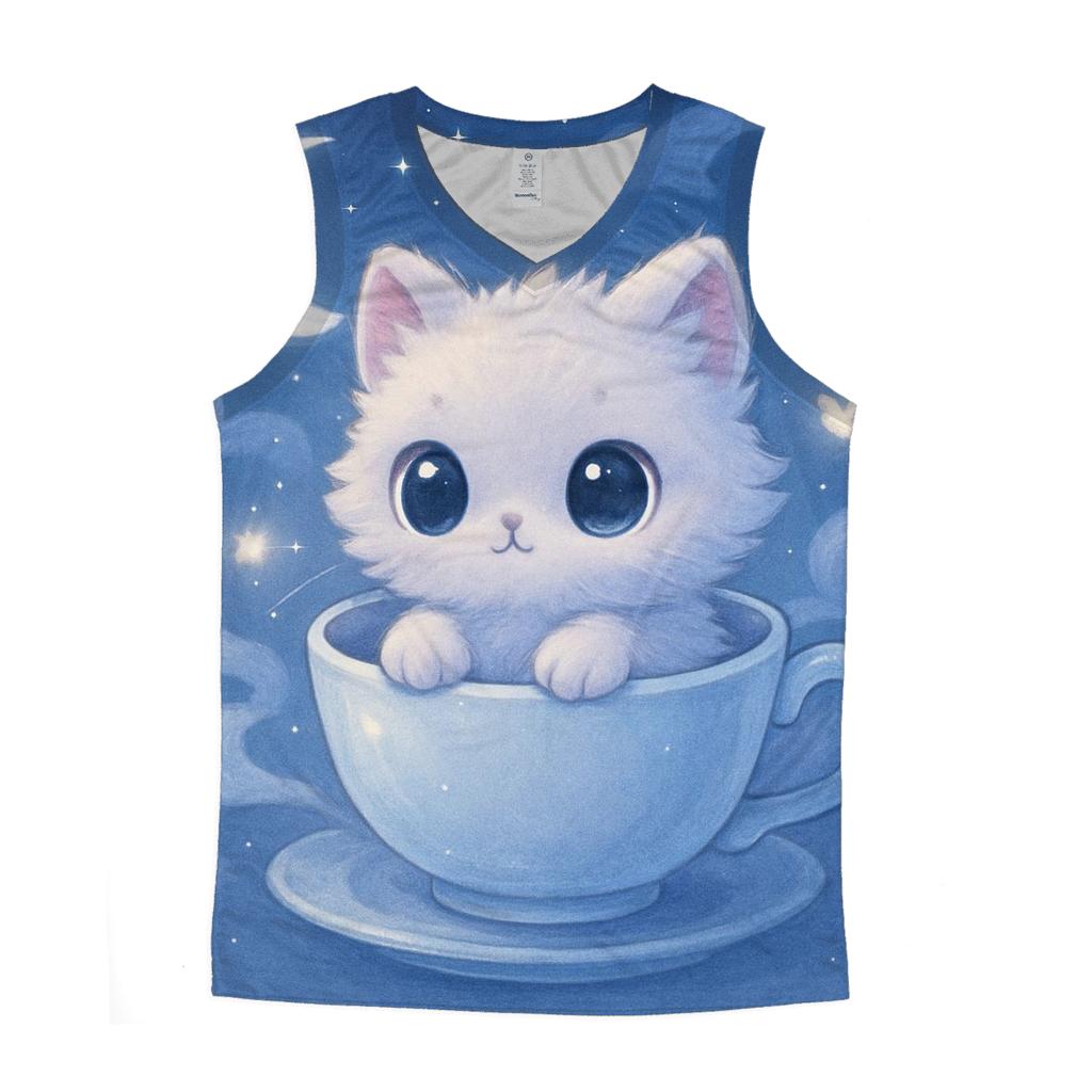 Moonlit Teacup Kitten Drift sports performance tank tops