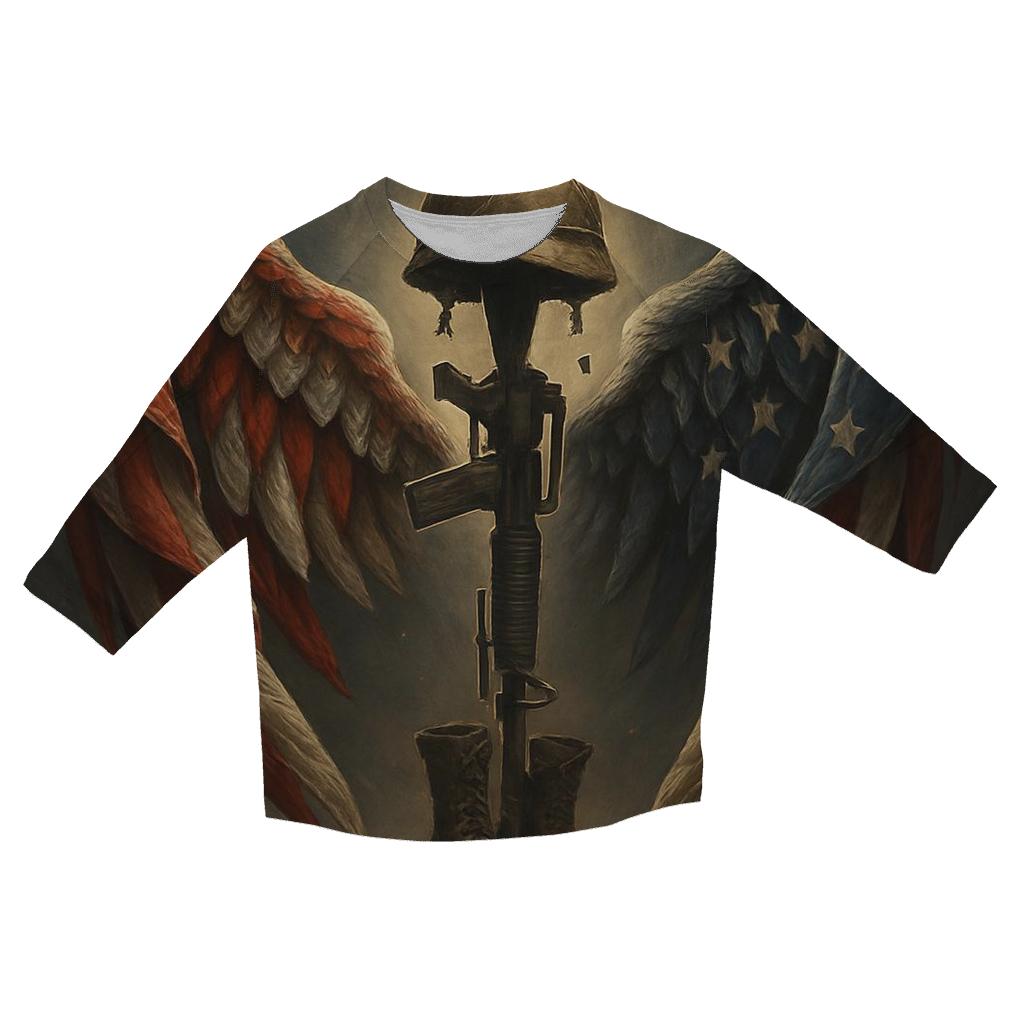 Guardian Wings Around The Fallen personalized 3/4 sleeve tees