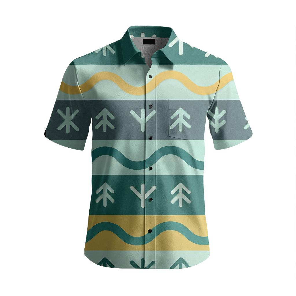 Nordic Runes And Aurora Stripework stylish threadwork shirts