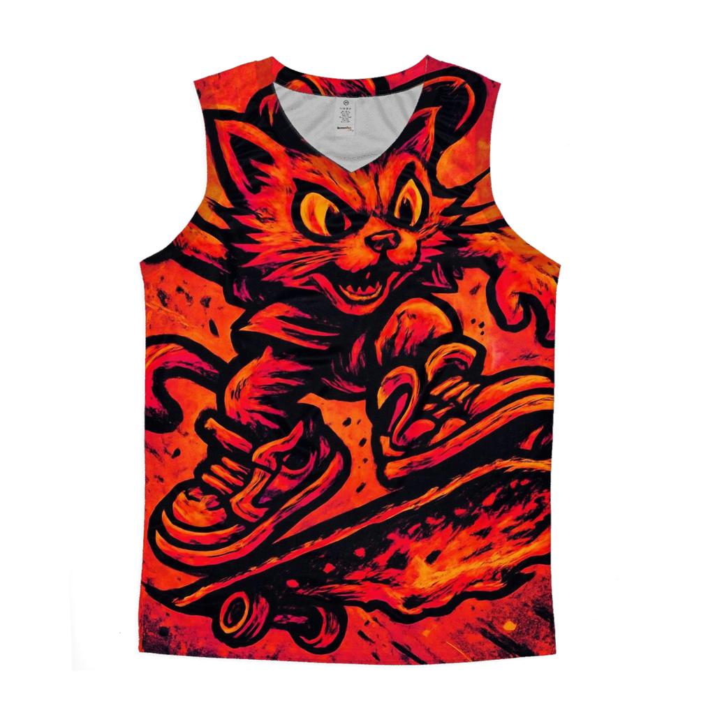 Graffiti Meteor Skate Cat casual summer tank tops