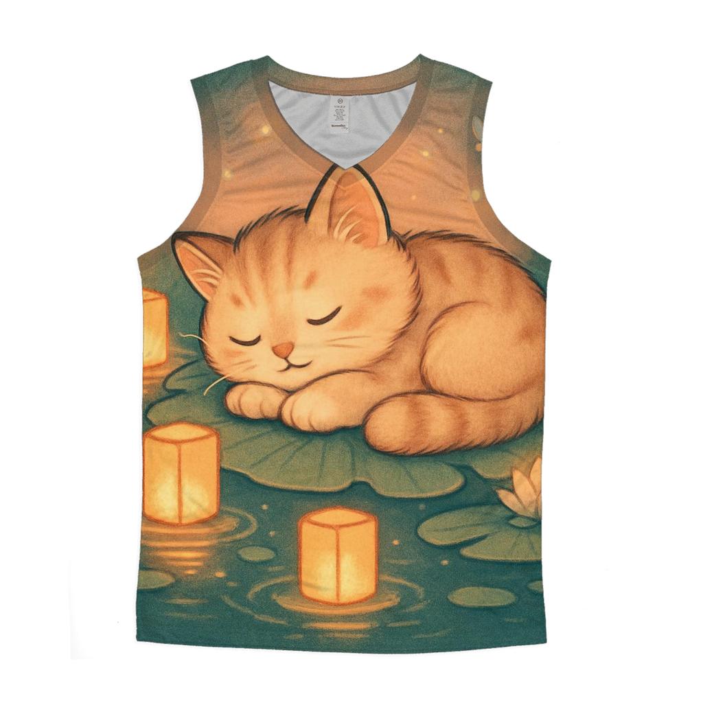 Lantern Pond Lotus Nap graphic print tank tops