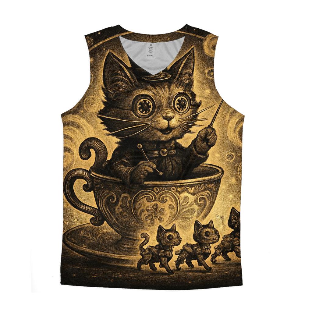 Clockwork Teacup Cat Parade cotton sleeveless tops