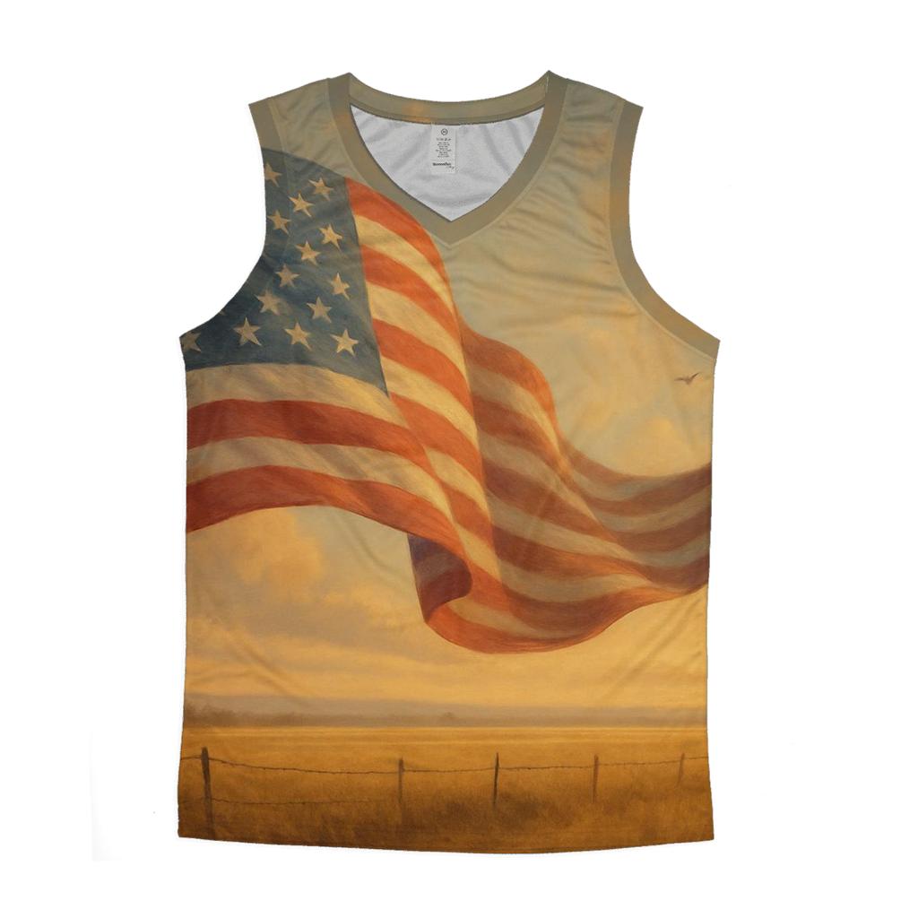 Prairie Sky Ribbon Banner graphic print tank tops