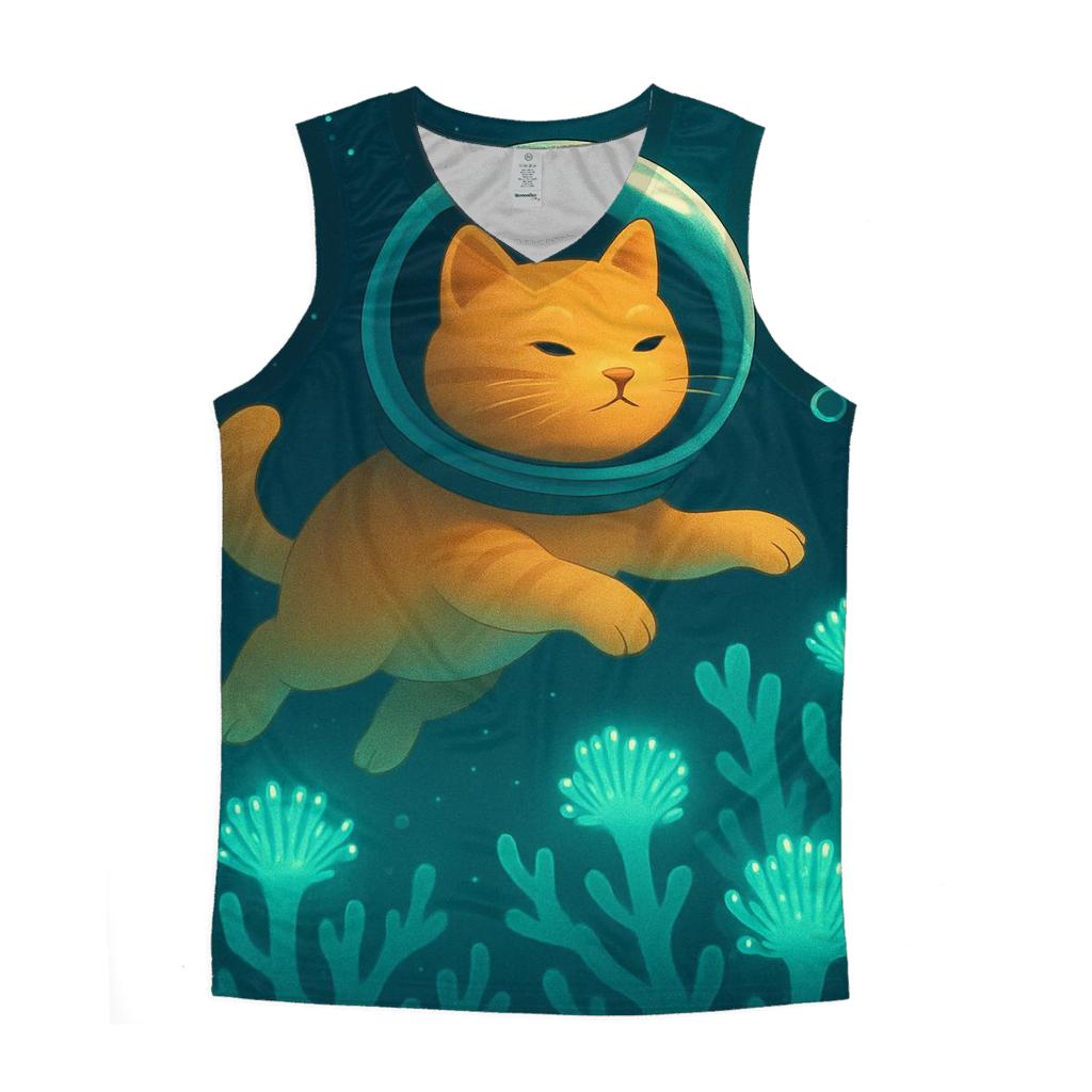 Coral Reef Astronaut Cat designer workout tanks