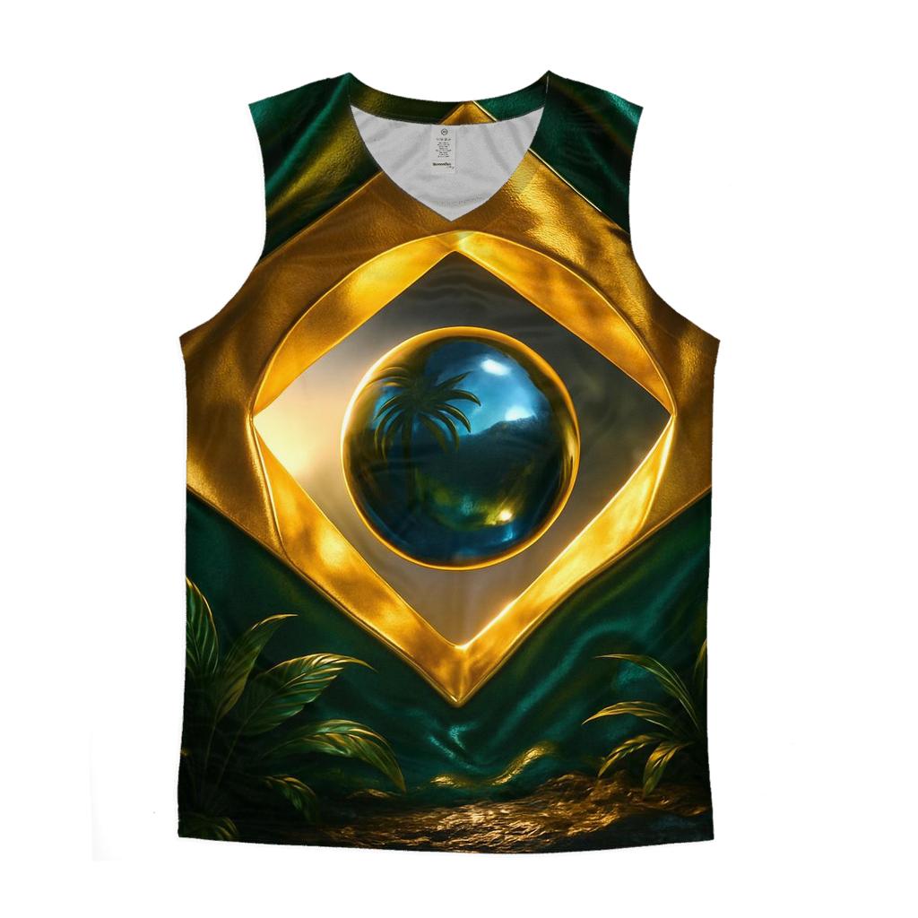 Brazil Metallic Forest Emblem cotton sleeveless tops