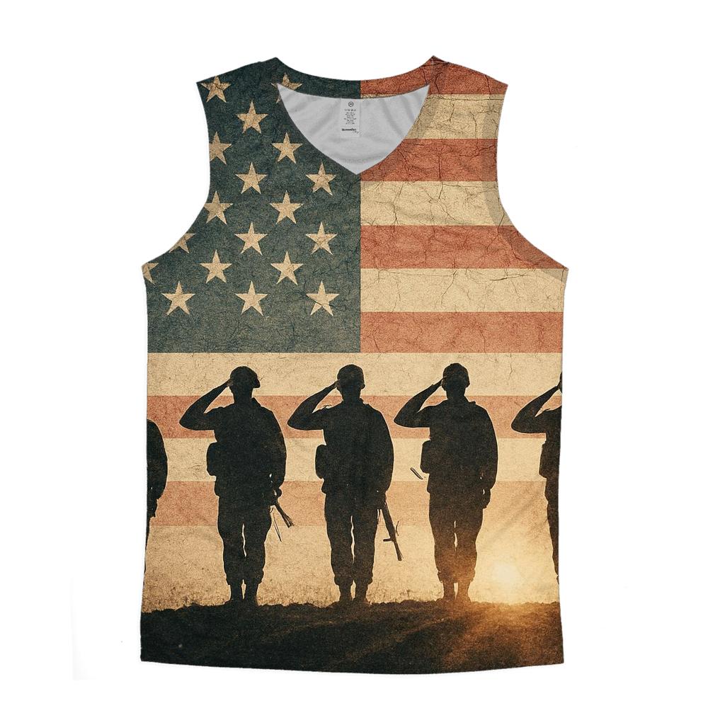Vintage Battlefield Silhouette Salute sports performance tank tops