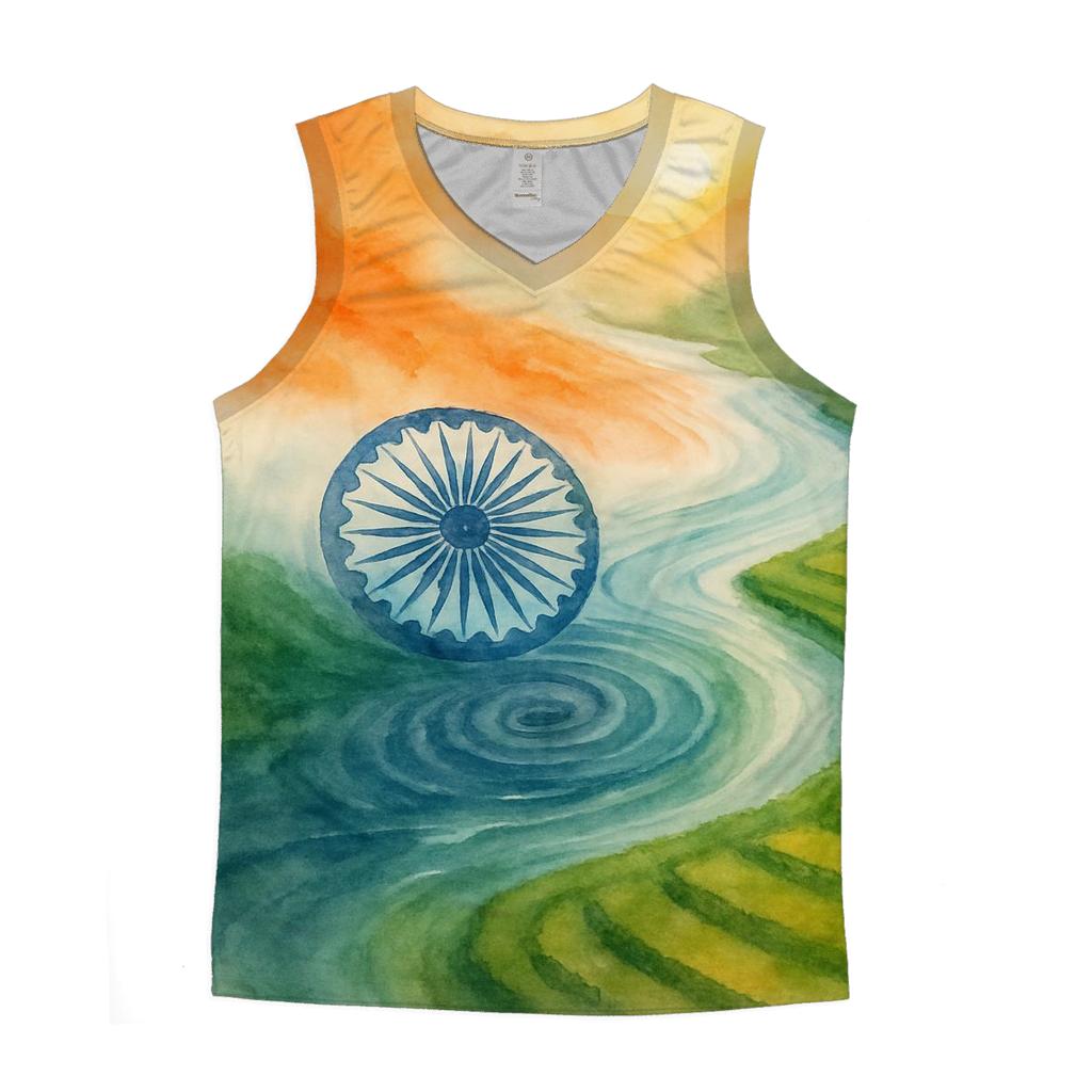 India Watercolor River Flag personalized athletic tanks