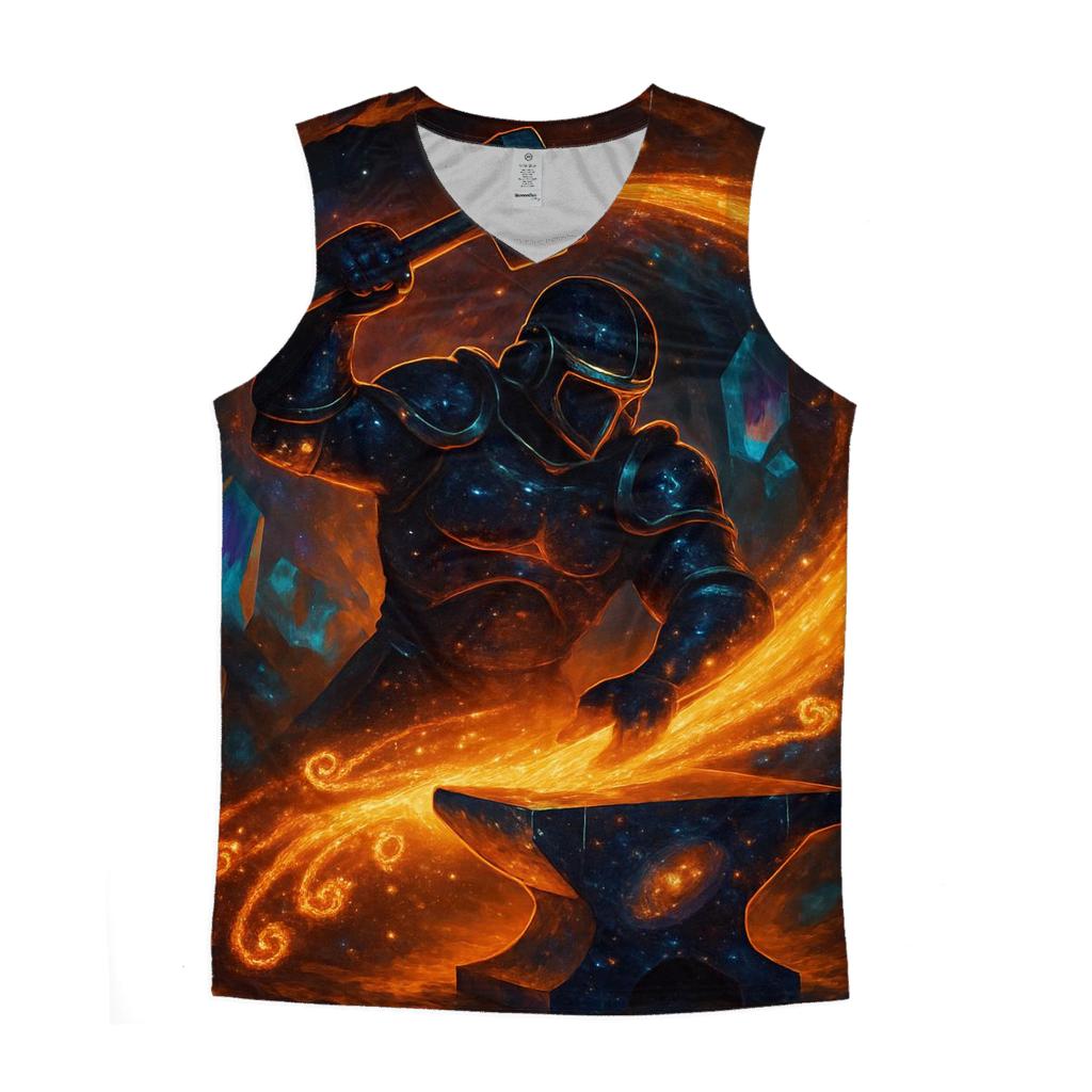 The Quartz Nebula Forge graphic print tank tops