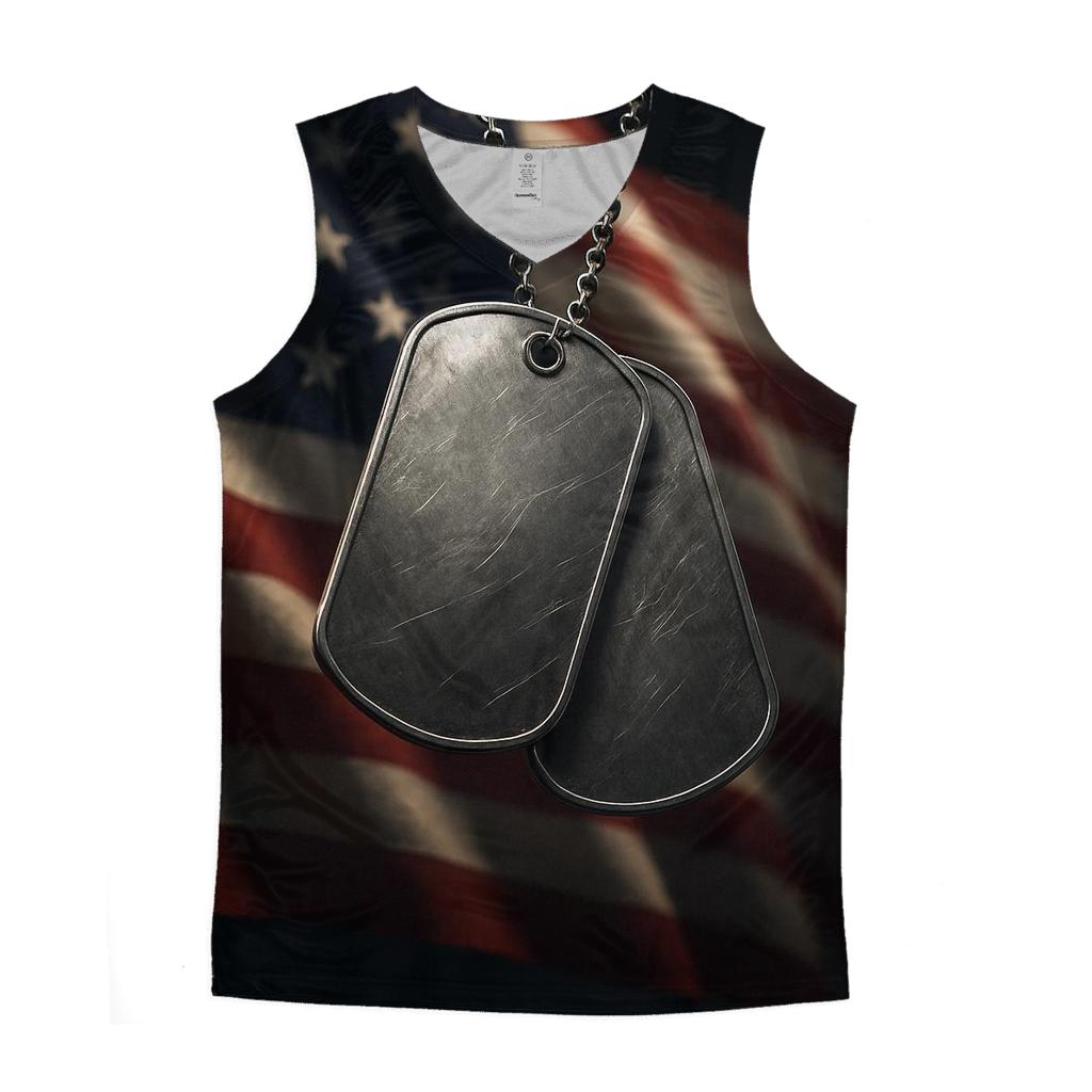 Dog Tags In The Flaglight custom tank tops