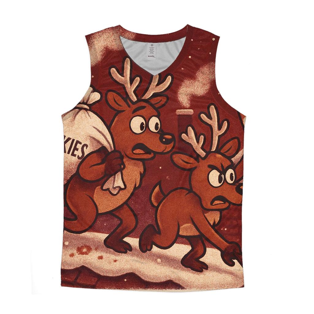 Reindeer Cookie Heist On The Rooftop stylish racerback tanks