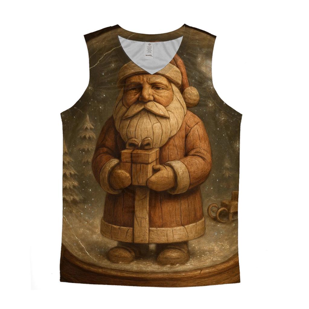 Wood Carved Santa In Vintage Snow Globe casual summer tank tops