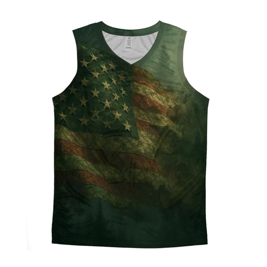 Camo Forest Flag Merge trendy fitted tank tops