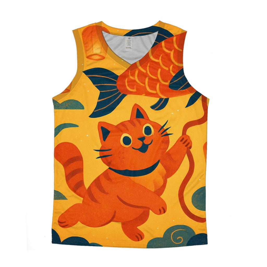 Lantern Festival Paper Kite Cat custom tank tops