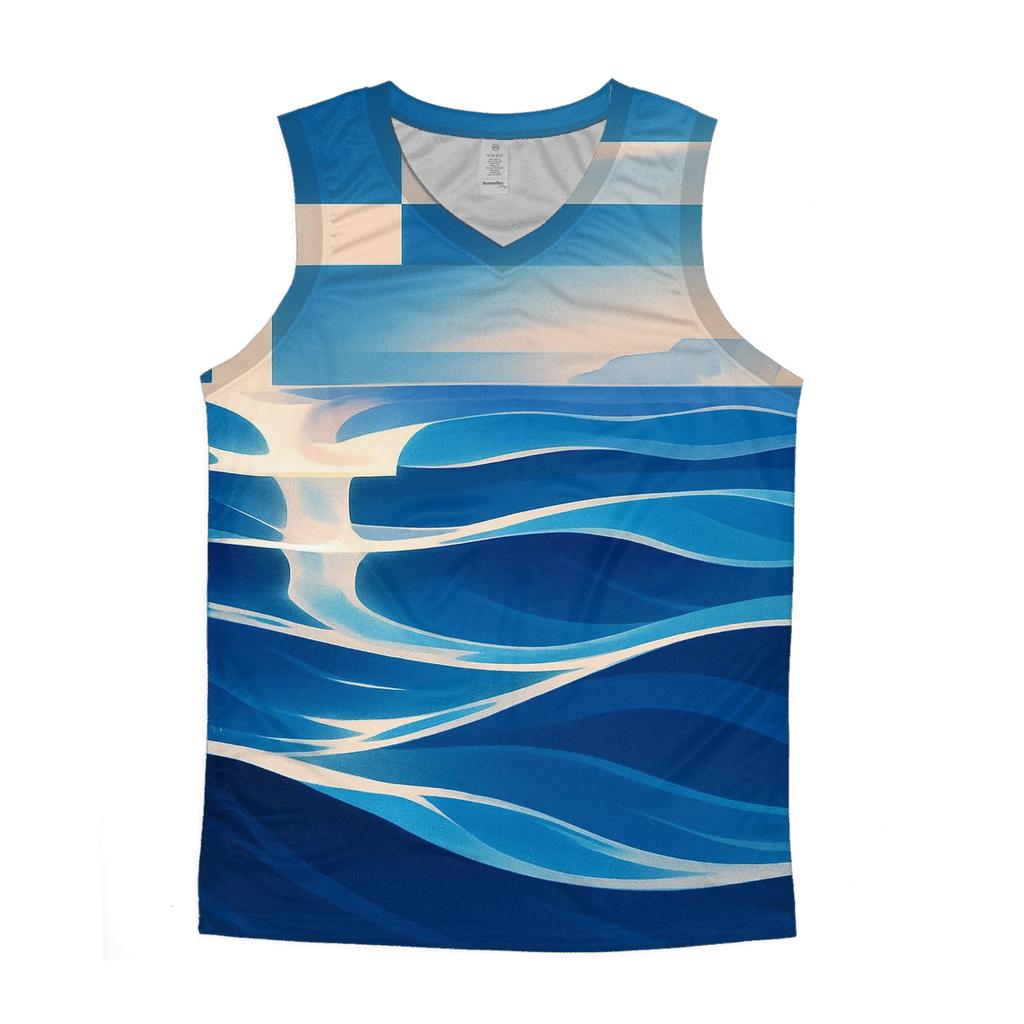 Greece Abstract Aegean Waves designer workout tanks