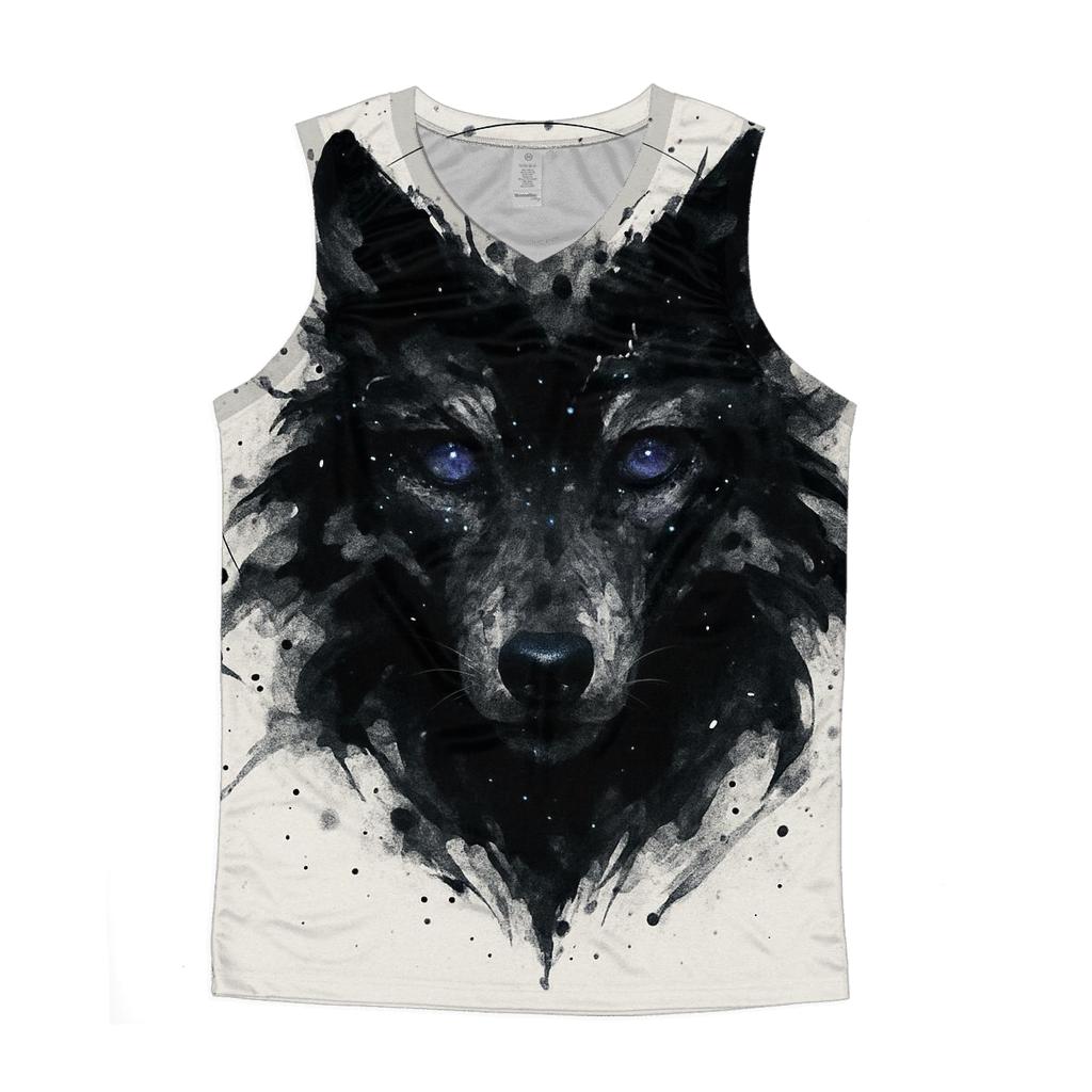 Starlit Inkstorm Wolf Mask trendy fitted tank tops