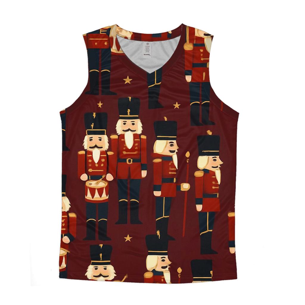 Nutcracker Regiment Grid On Burgundy Background casual summer tank tops