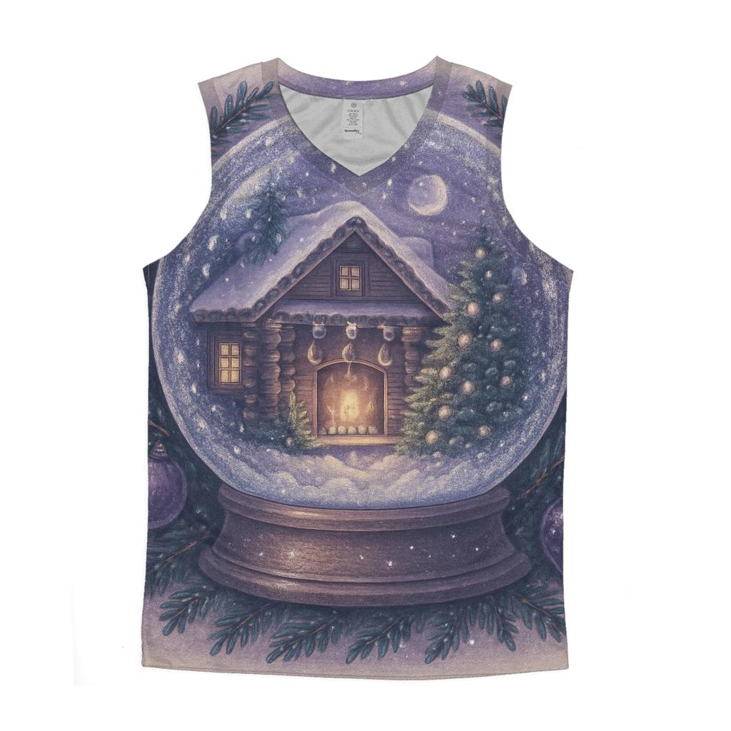 Moonlit Cabin Fireplace Snow Globe cotton sleeveless tops