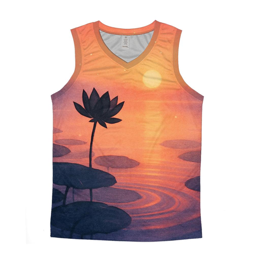 Lotus Pond Last Light graphic print tank tops