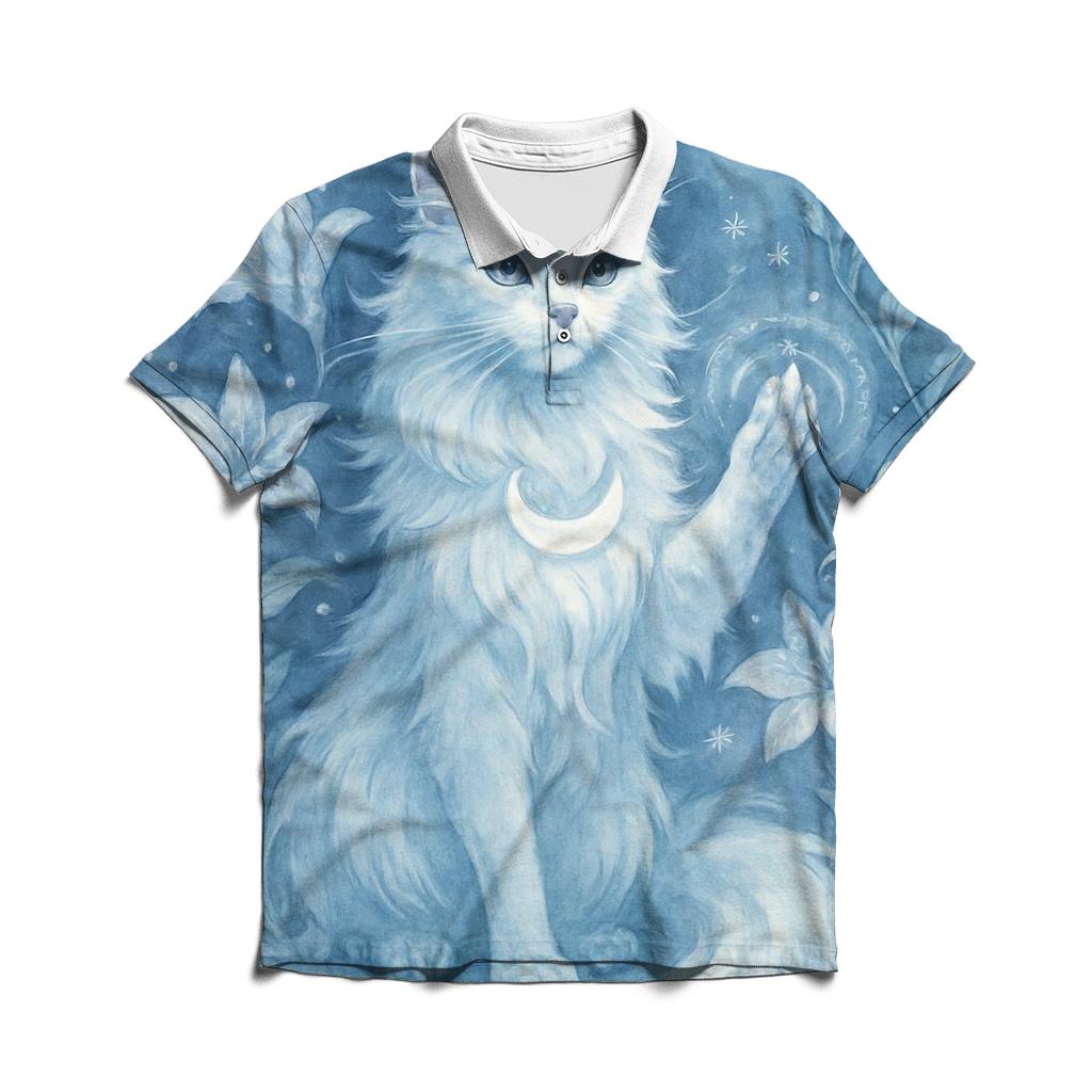 Moonlit Garden Guardian Cat stylish collar polo tees