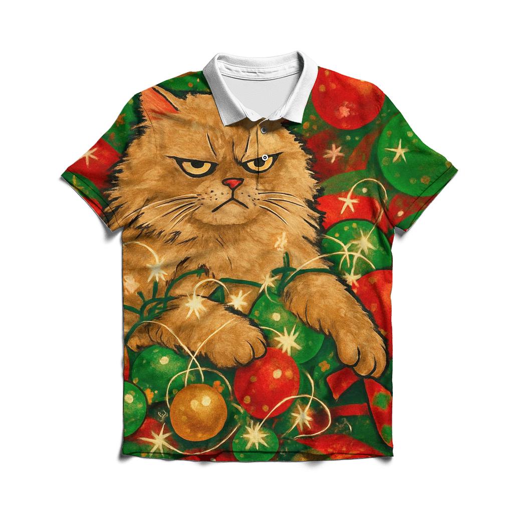 Grumpy Cat Tangled In Ornament Nebula stylish collar polo tees