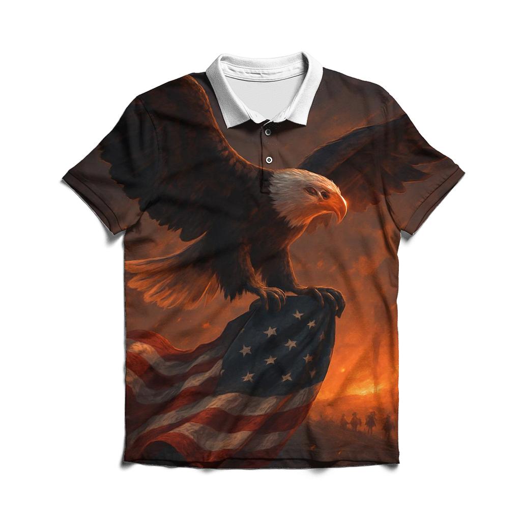 Eagle Over The Burning Horizon custom polo shirts