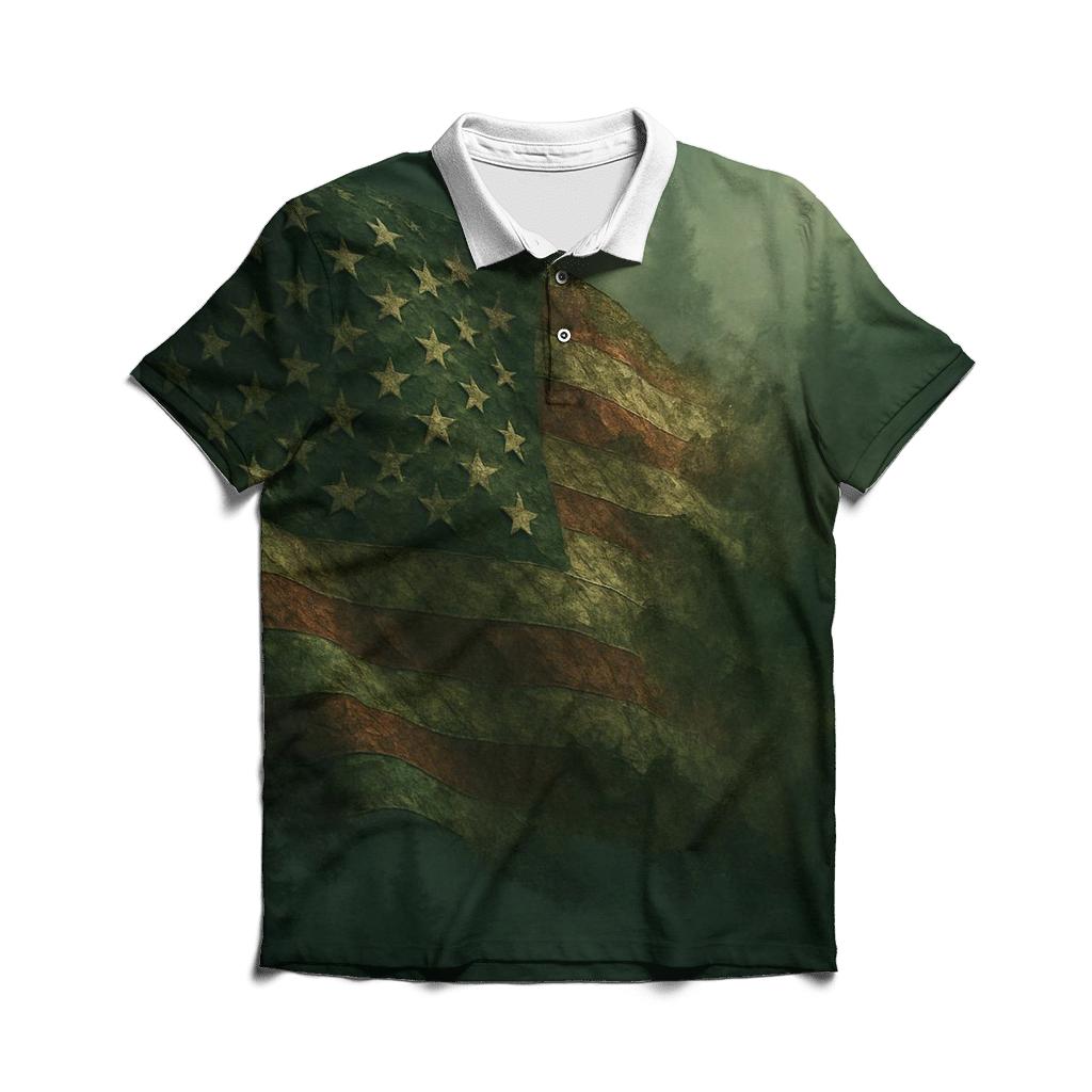 Camo Forest Flag Merge premium cotton polo shirts