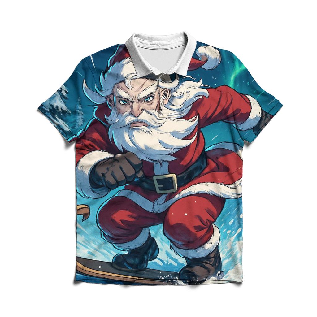 Anime Inspired Santa Snowboard Rush personalized polo shirts