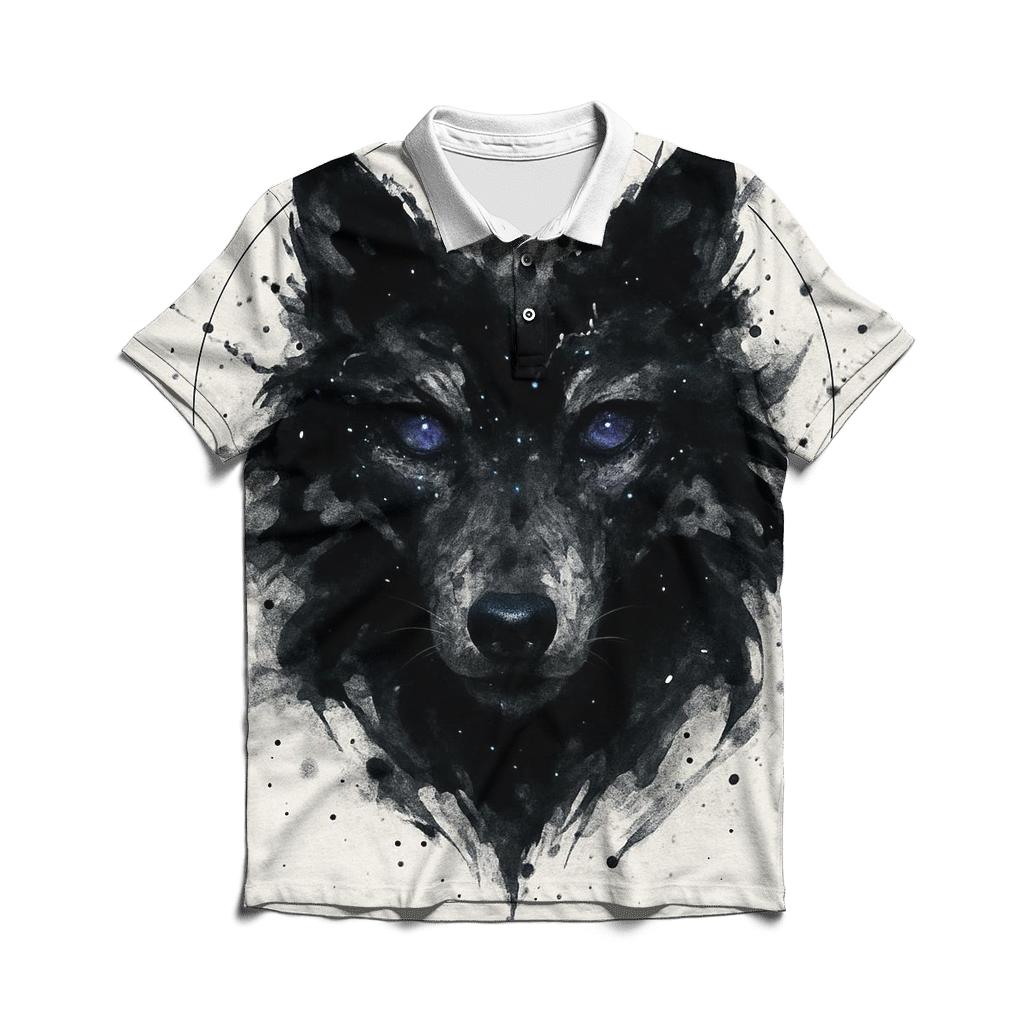 Starlit Inkstorm Wolf Mask branded logo polo shirts