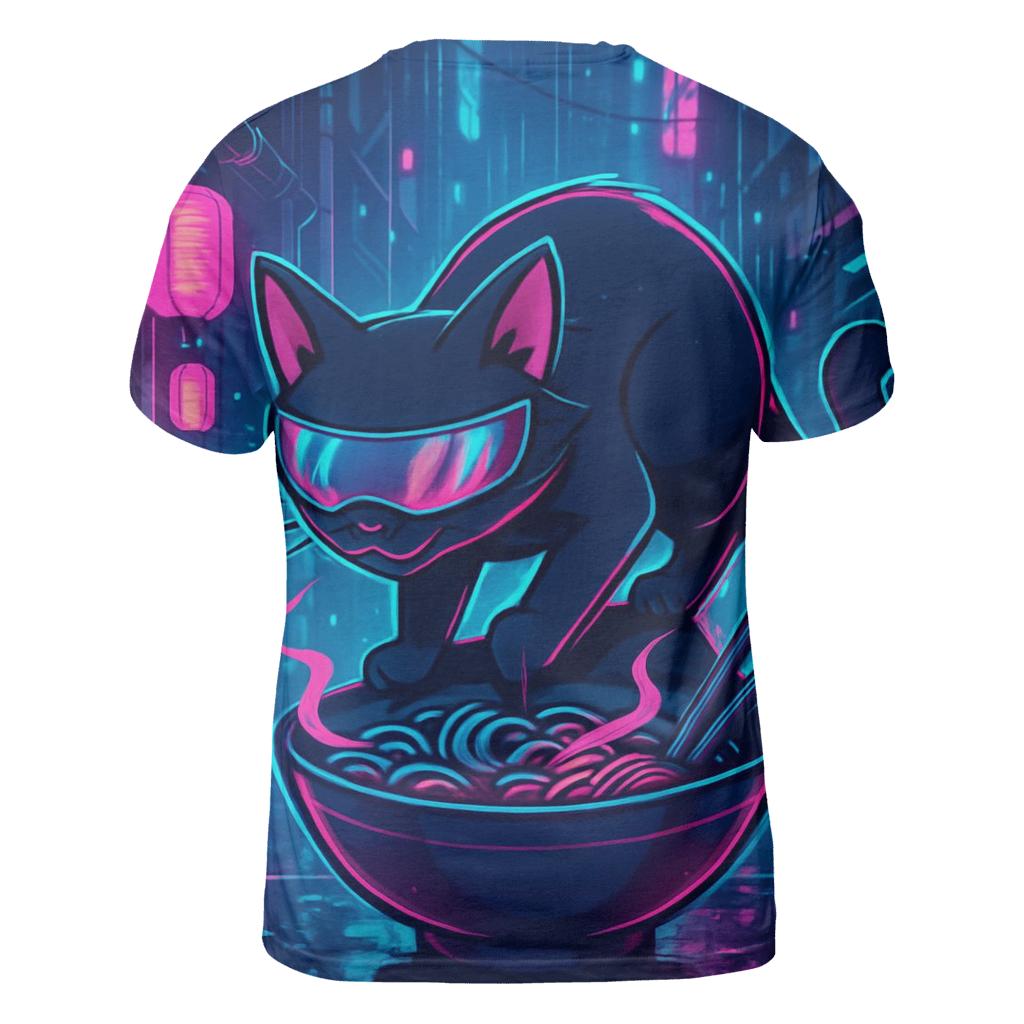Neon Ramen Alley Cat creative print fashion shirts