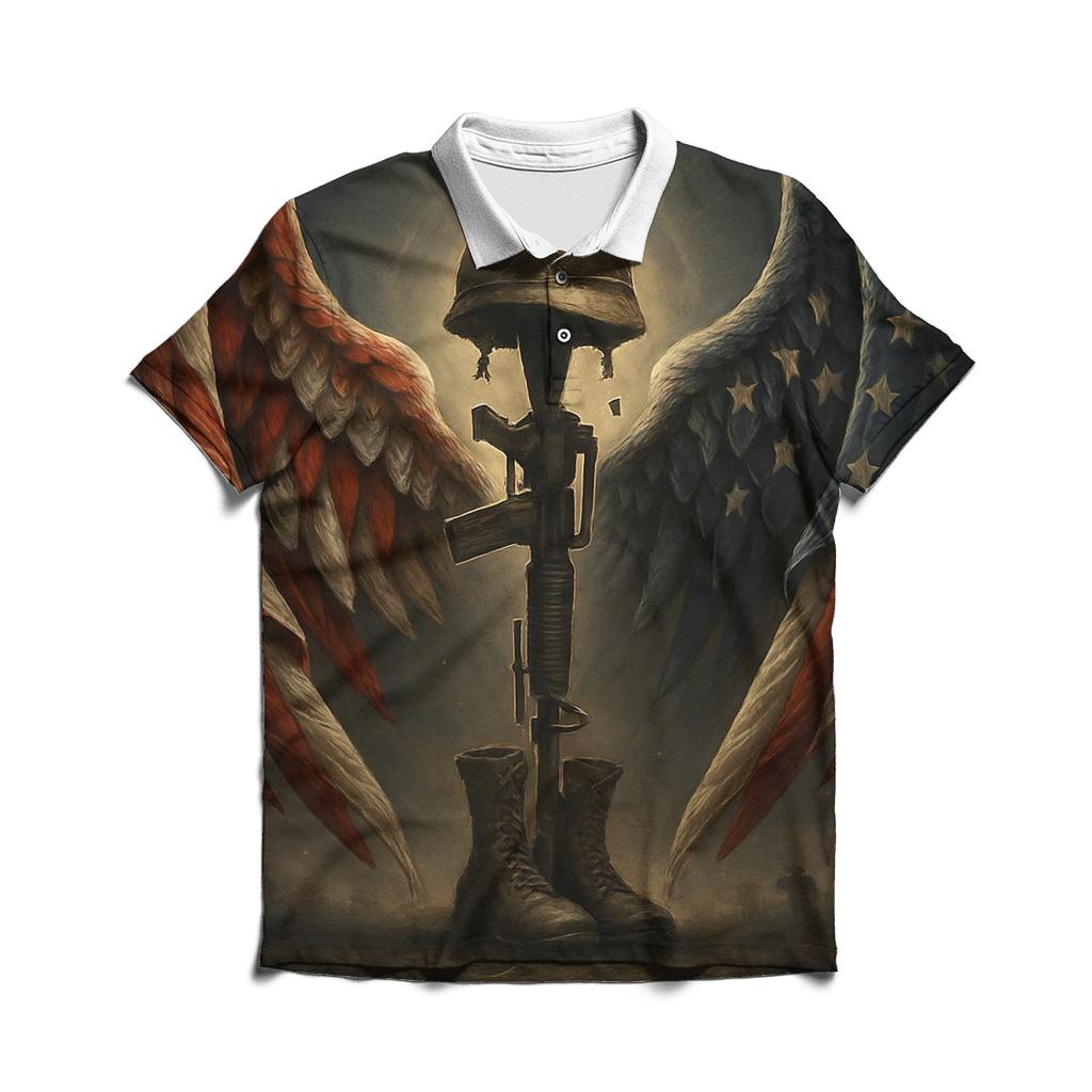 Guardian Wings Around The Fallen stylish collar polo tees