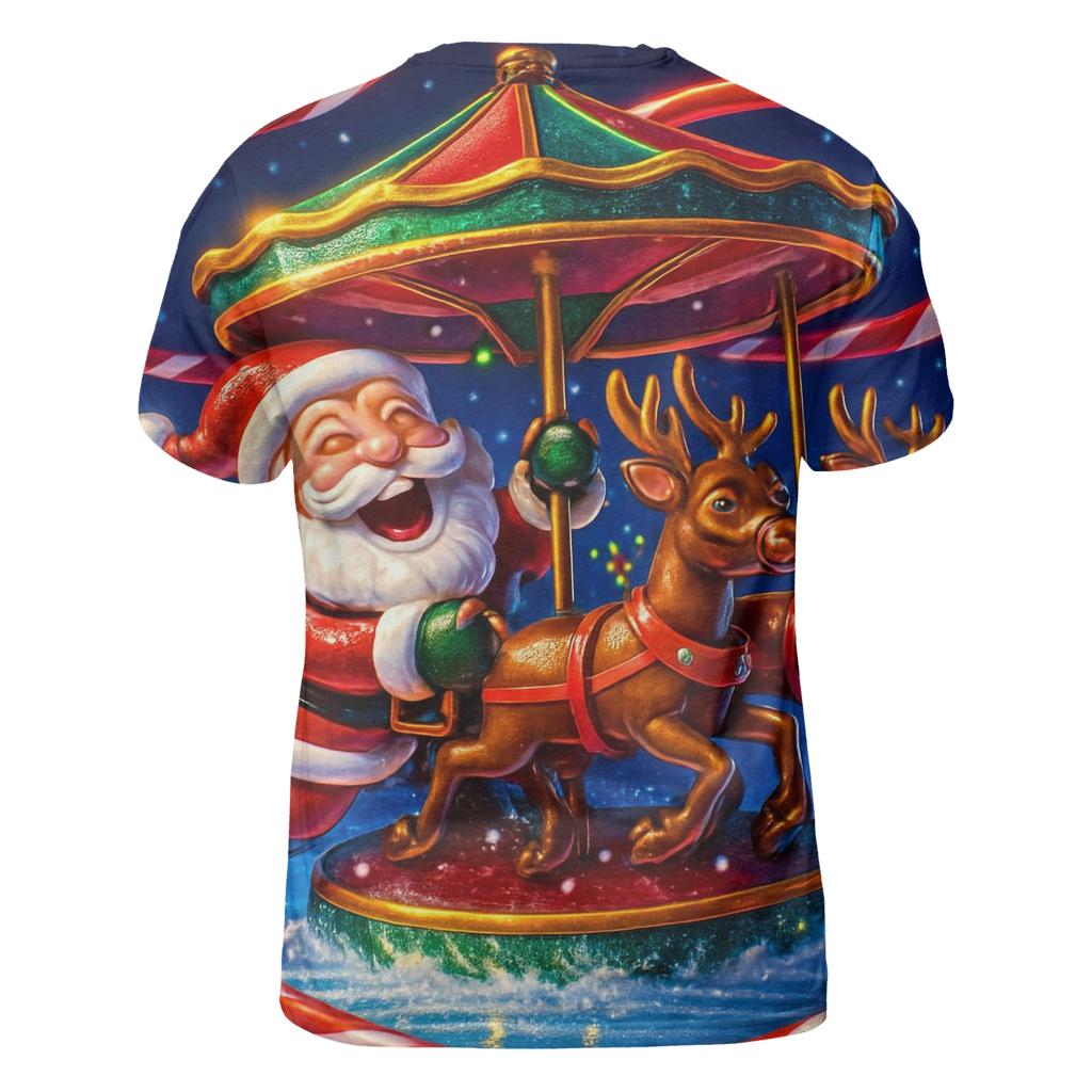 Santa And The Mischief Carousel Reindeer creative print fashion shirts