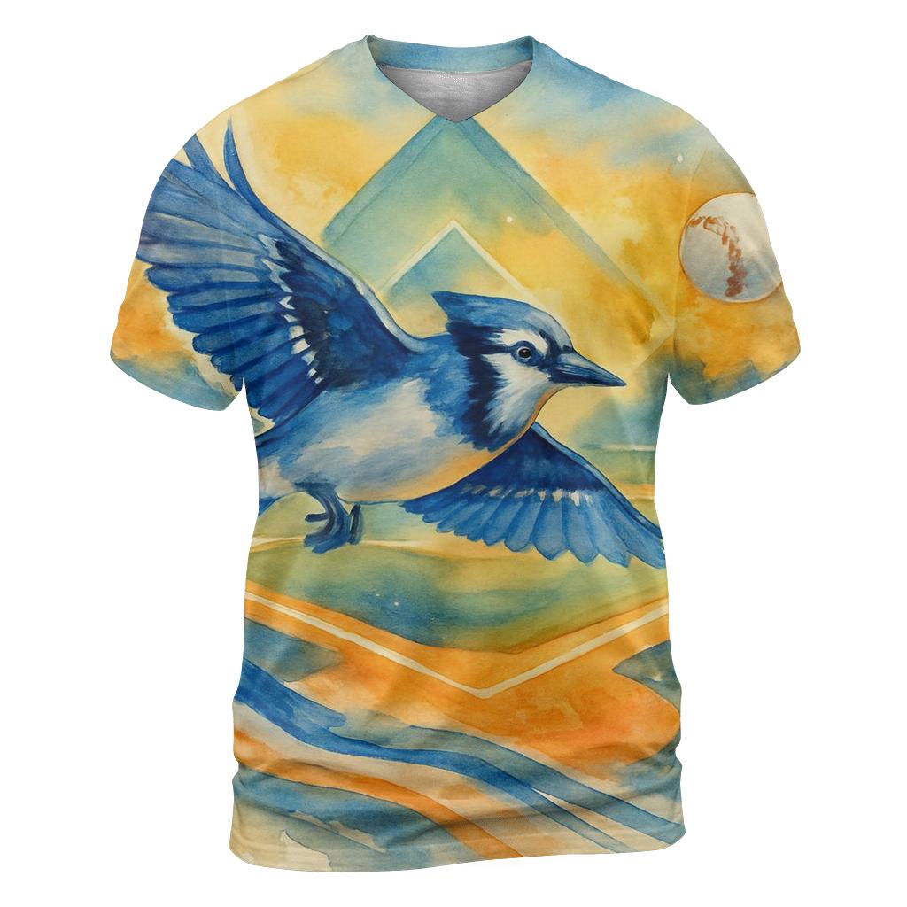 Blue Jays Sunset Glide Over The Bases vibrant all-over design tees
