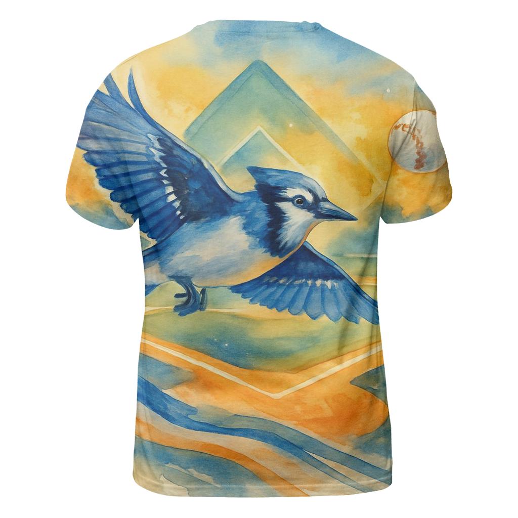 Blue Jays Sunset Glide Over The Bases vibrant all-over design tees