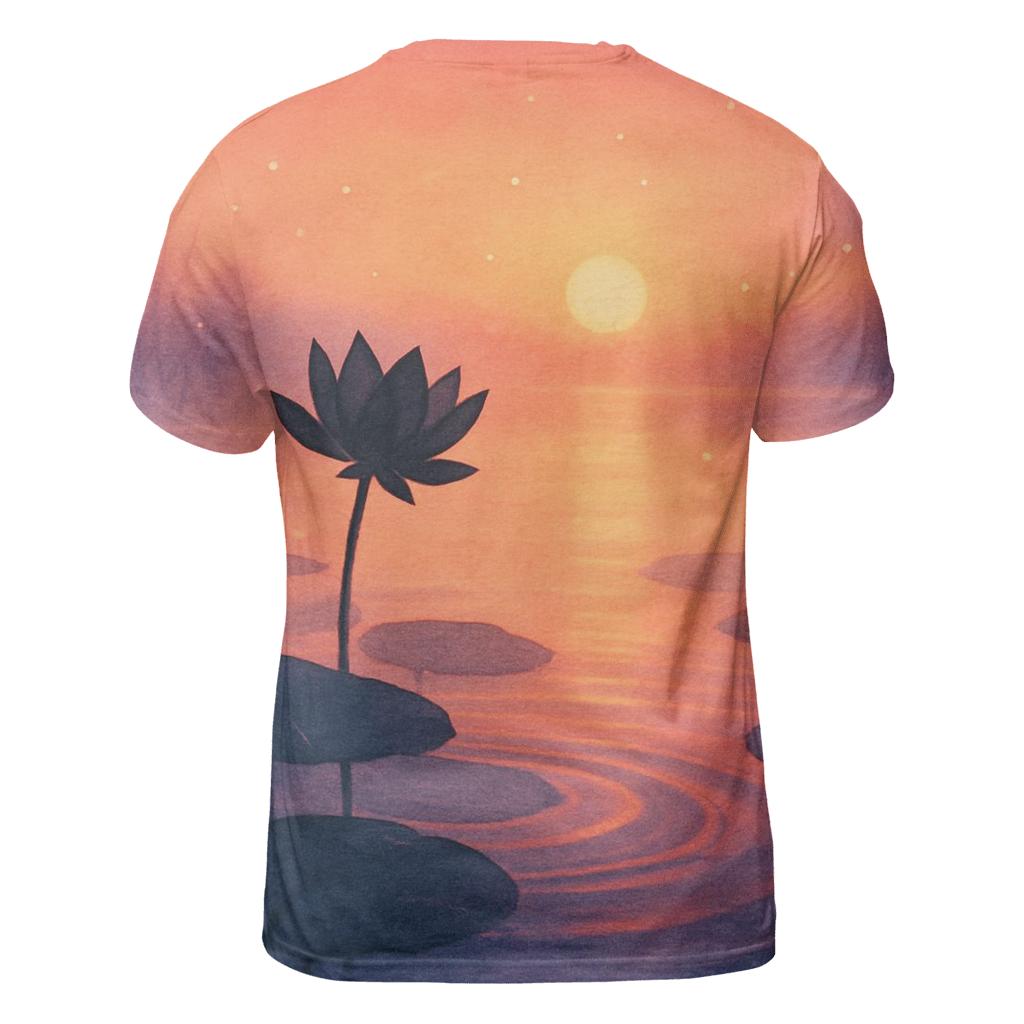 Lotus Pond Last Light creative print fashion shirts