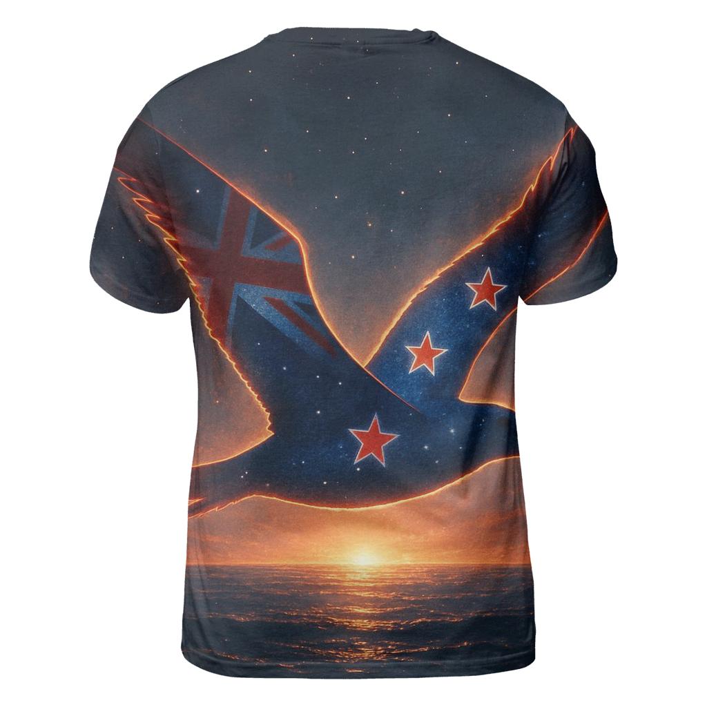 New Zealand Night Sky Silhouette statement graphic shirts