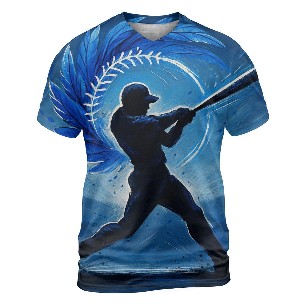 Swing Arc, Blue Jays Feather Halo statement graphic shirts